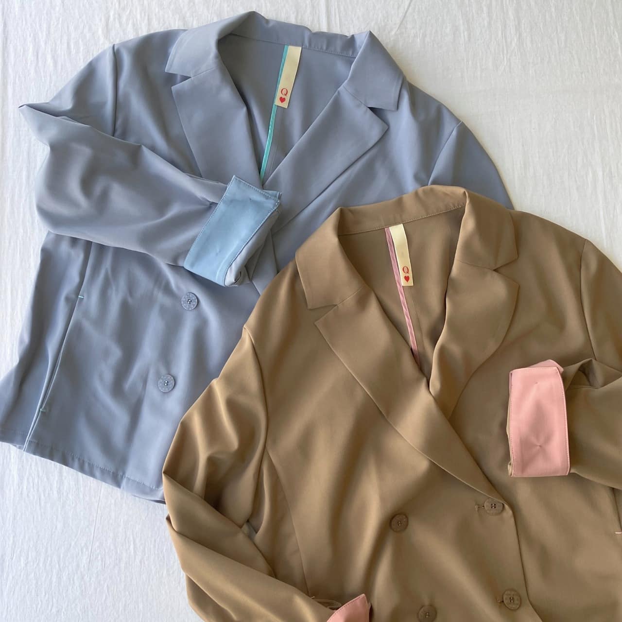 ダブルブレストバイカラージャケット キャメル Free