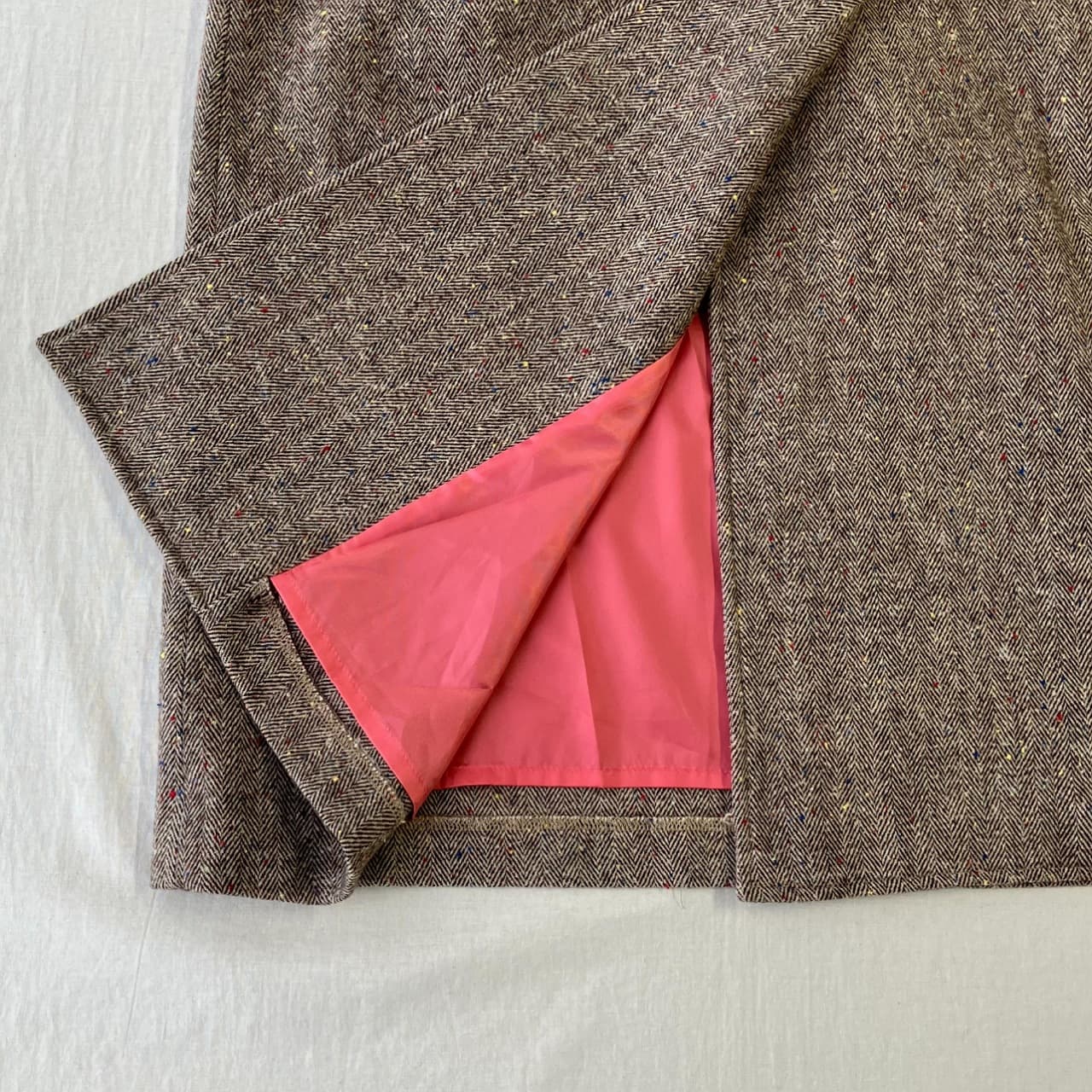 ヘリンボーンスタンドロングコート ブラウン Free