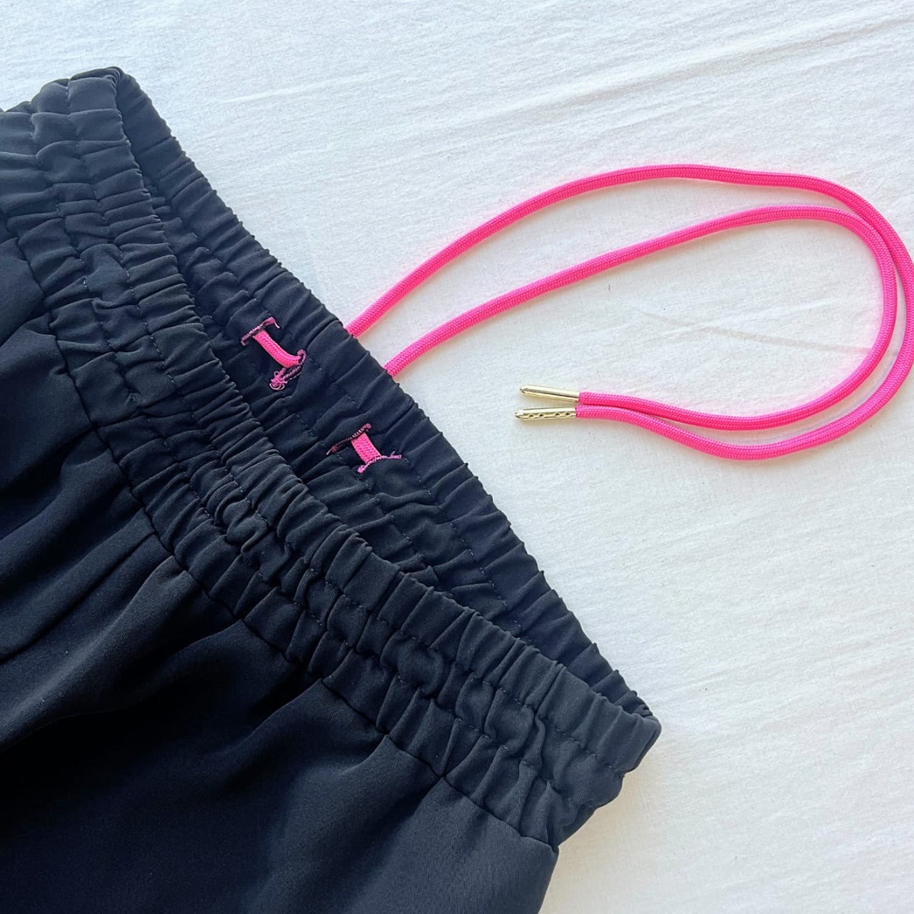 ウエストギャザーワイドパンツ ブラック Free