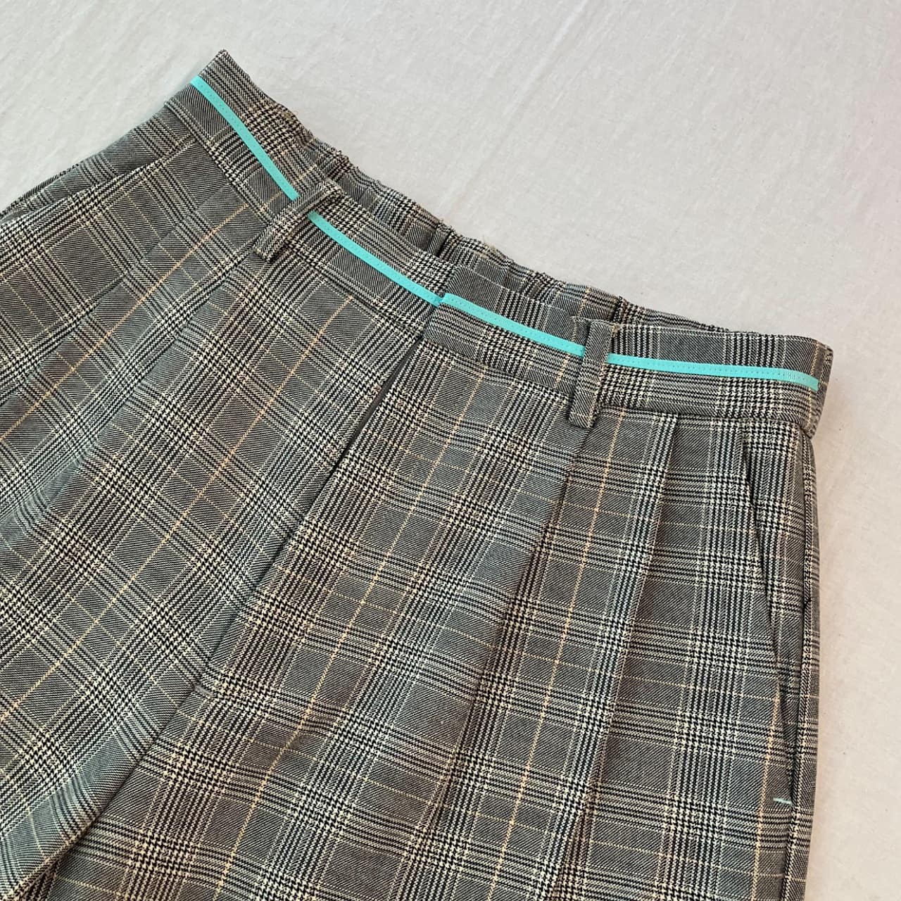 グログランラインチェックパンツ ブラウン Free