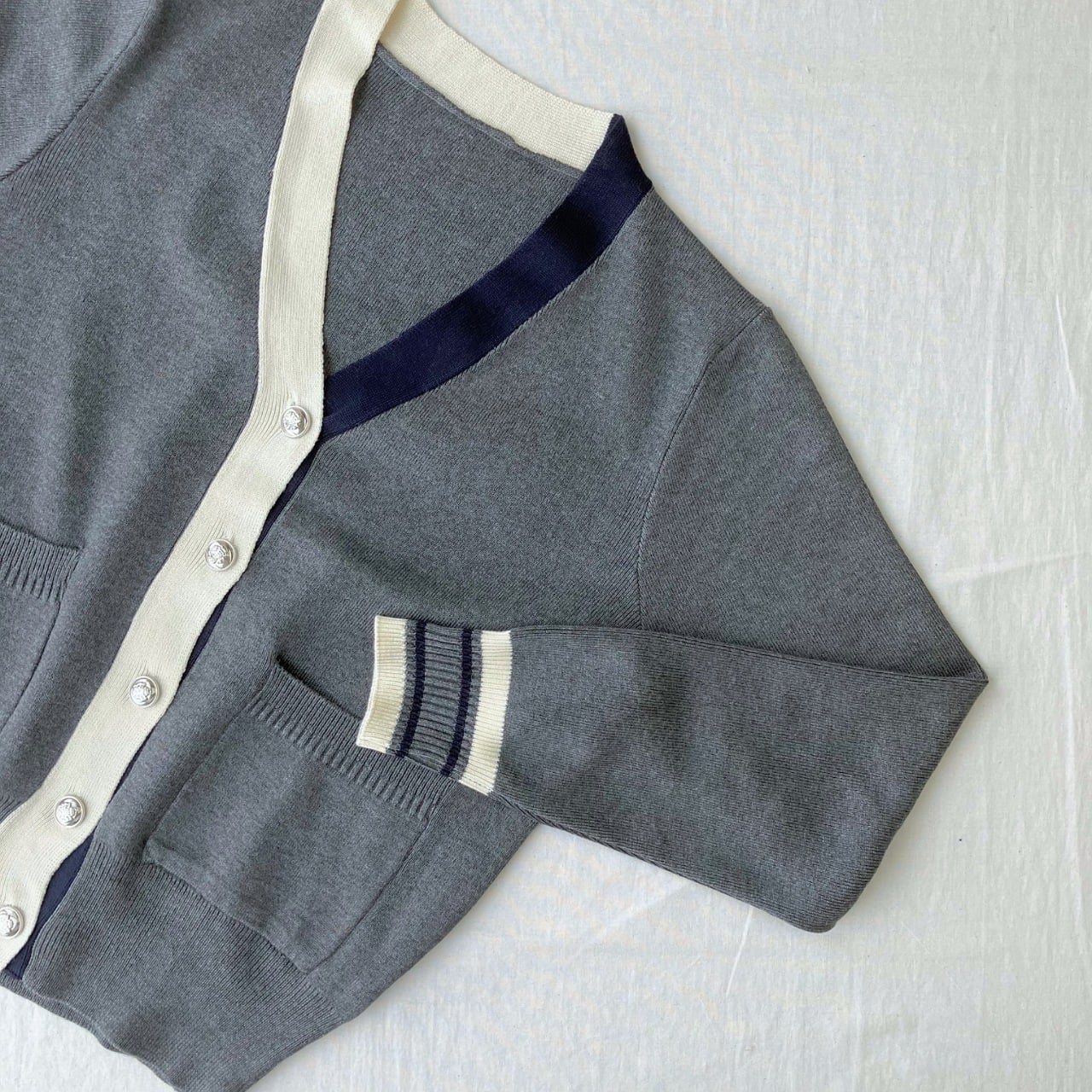 バイカラーカーディガン グレー Free