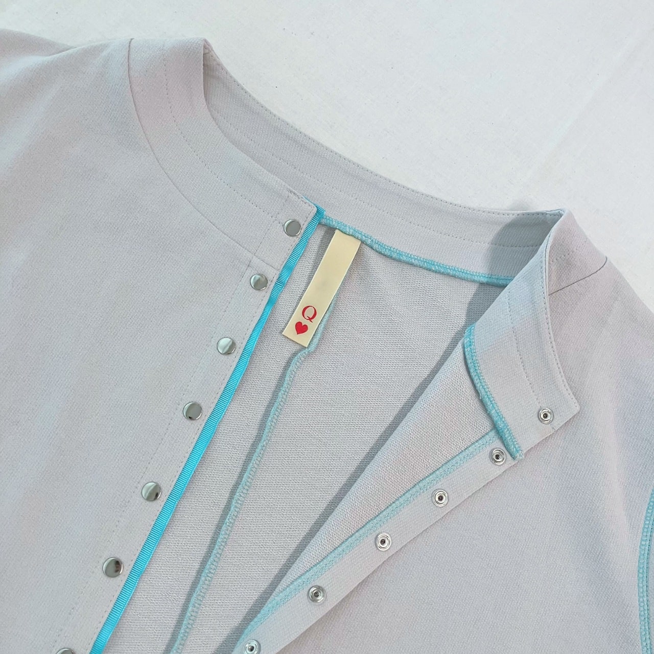 ミニ裏毛ラインボックスカーデ ライトグレー Free