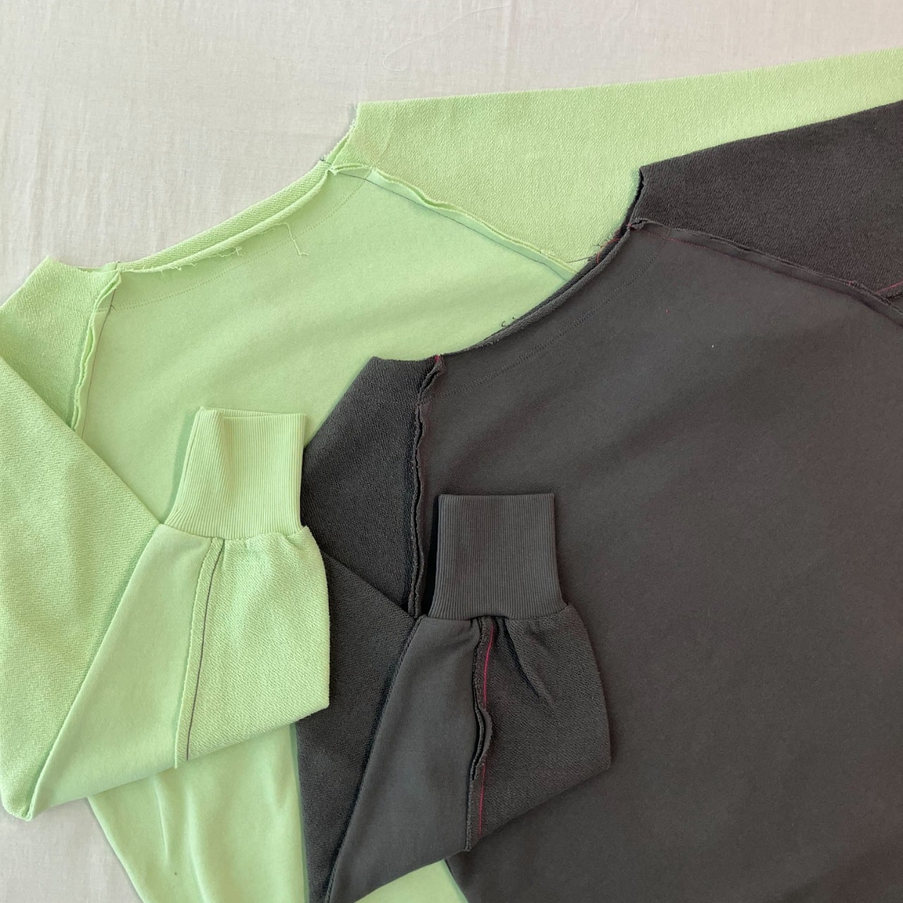 ボートネックラグラン裏毛トップス ライトグリーン Free