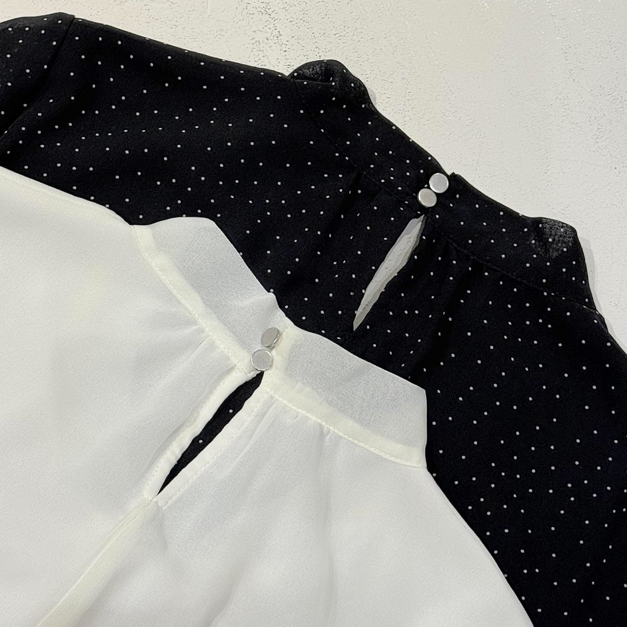 結びボウタイリブブラウス ホワイト Free