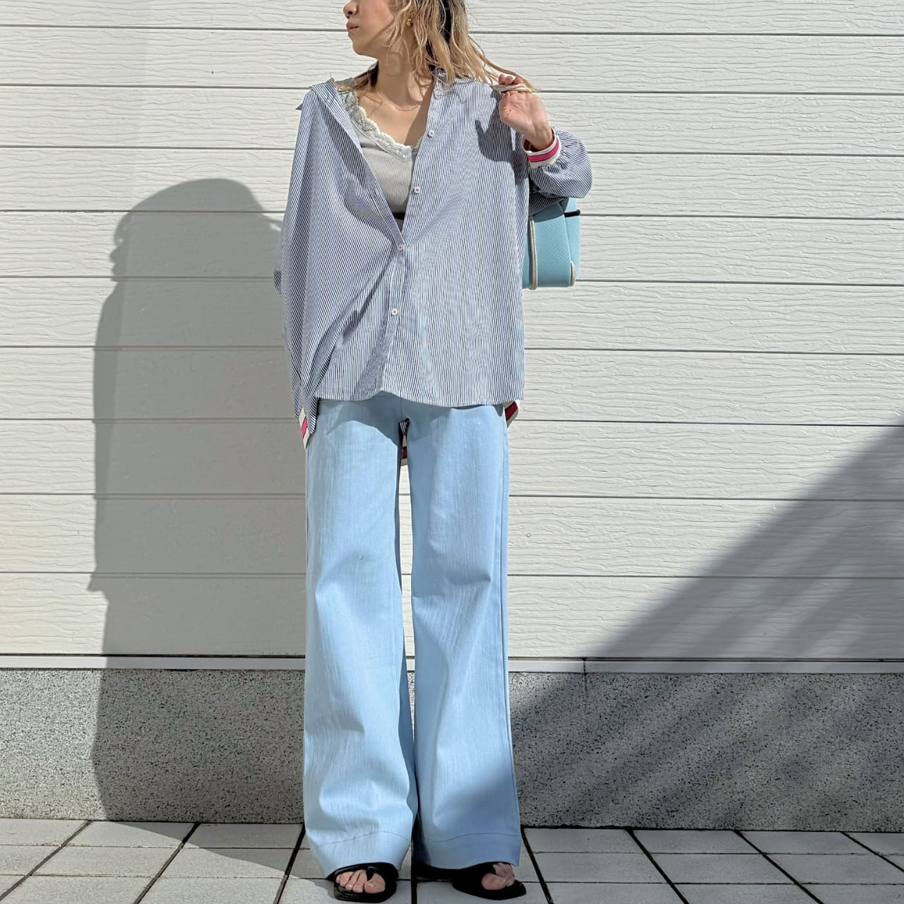 ボーダーラインデニムパンツ ブルー S(36)