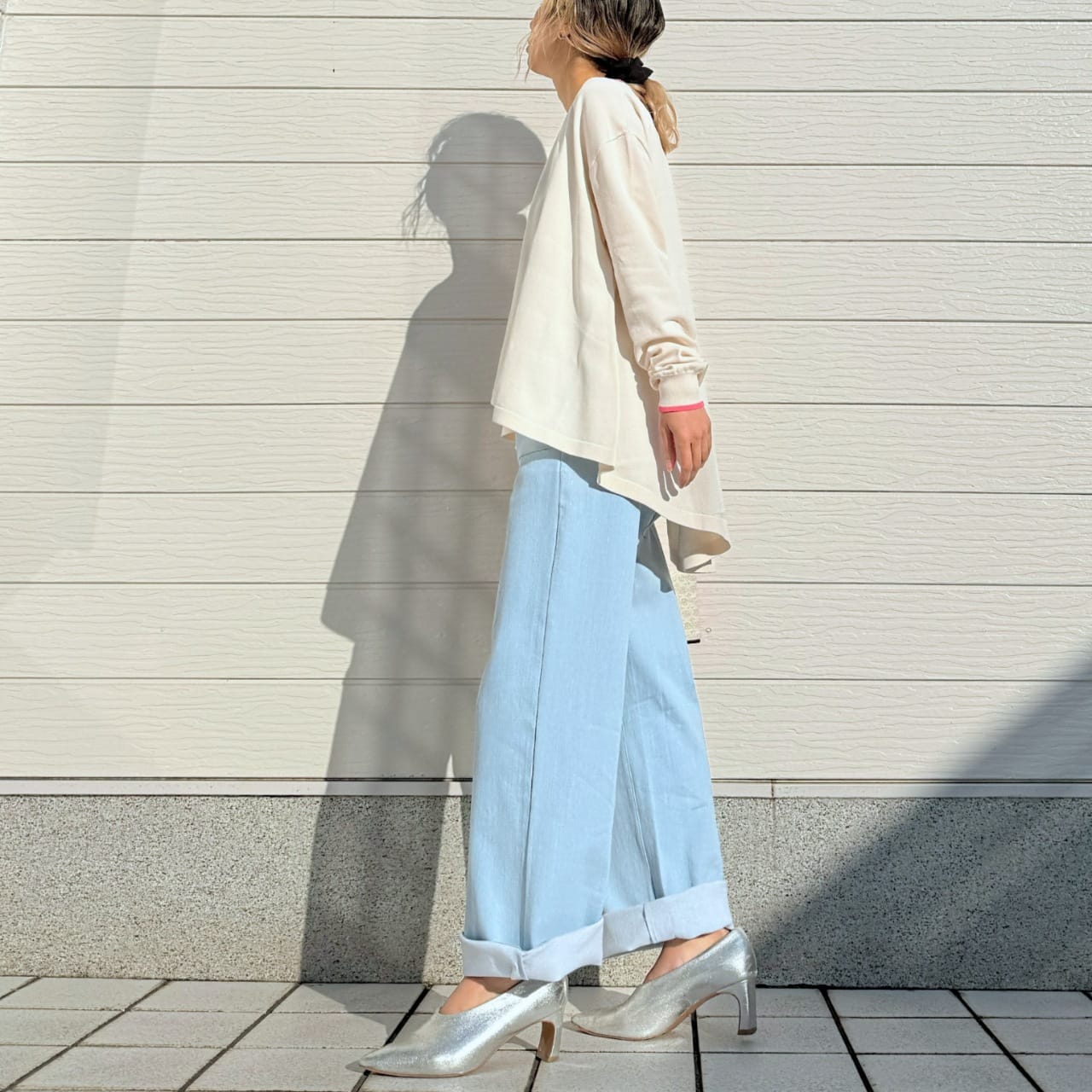 バイカラーラインフレアカーデ ターコイズブルー Free