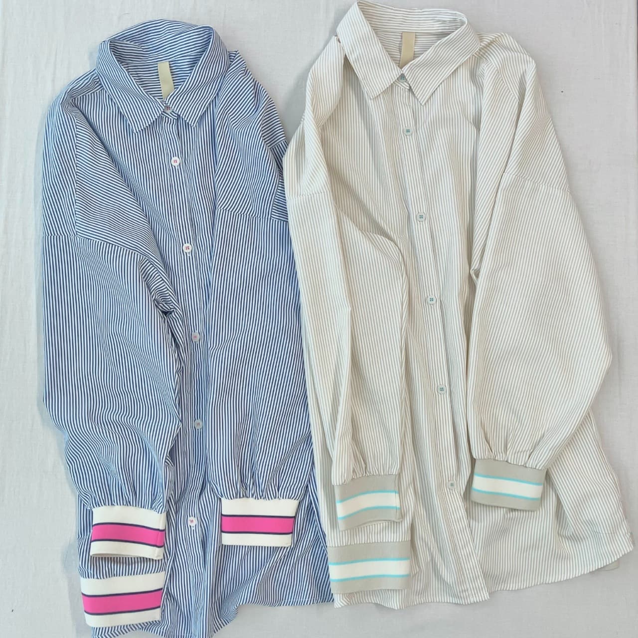 ピンストライプリブドッキングシャツ ネイビー Free