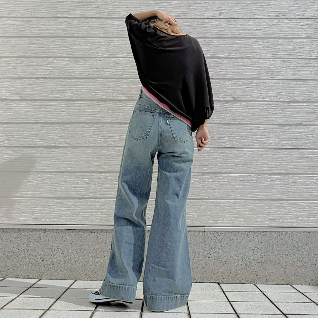 リブヘムライントップス ホワイト Free