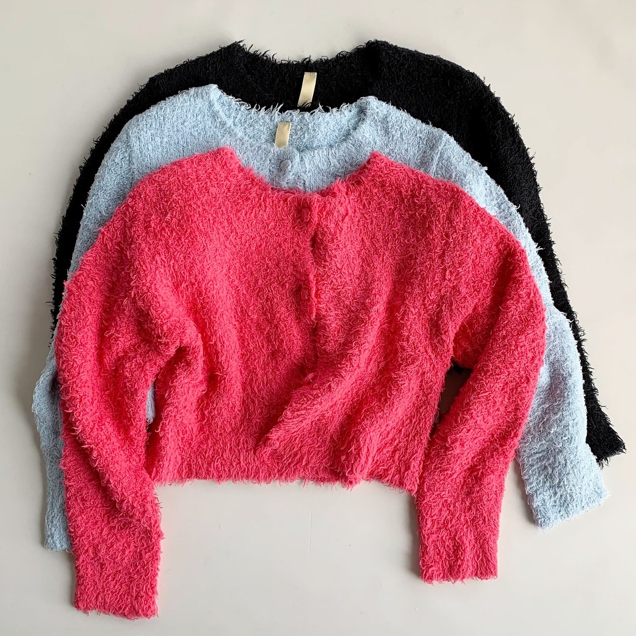 コットンシャギーカーデ ブラック Free