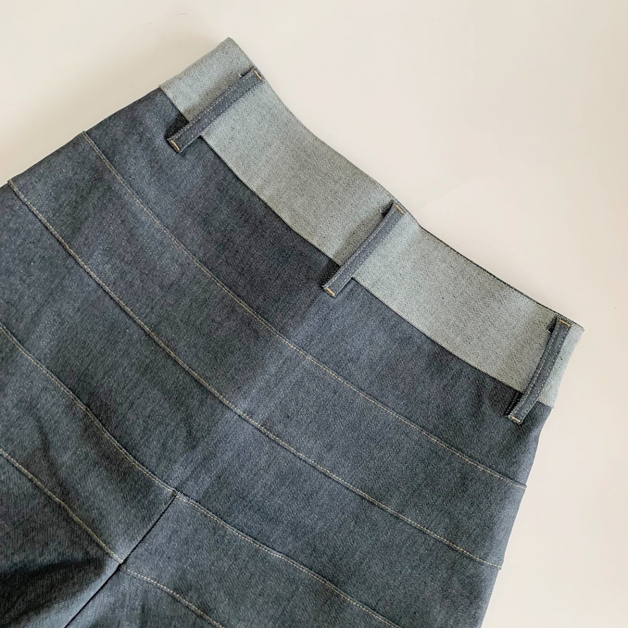 バイカラーボーダーラインデニムパンツ グレー S(36)