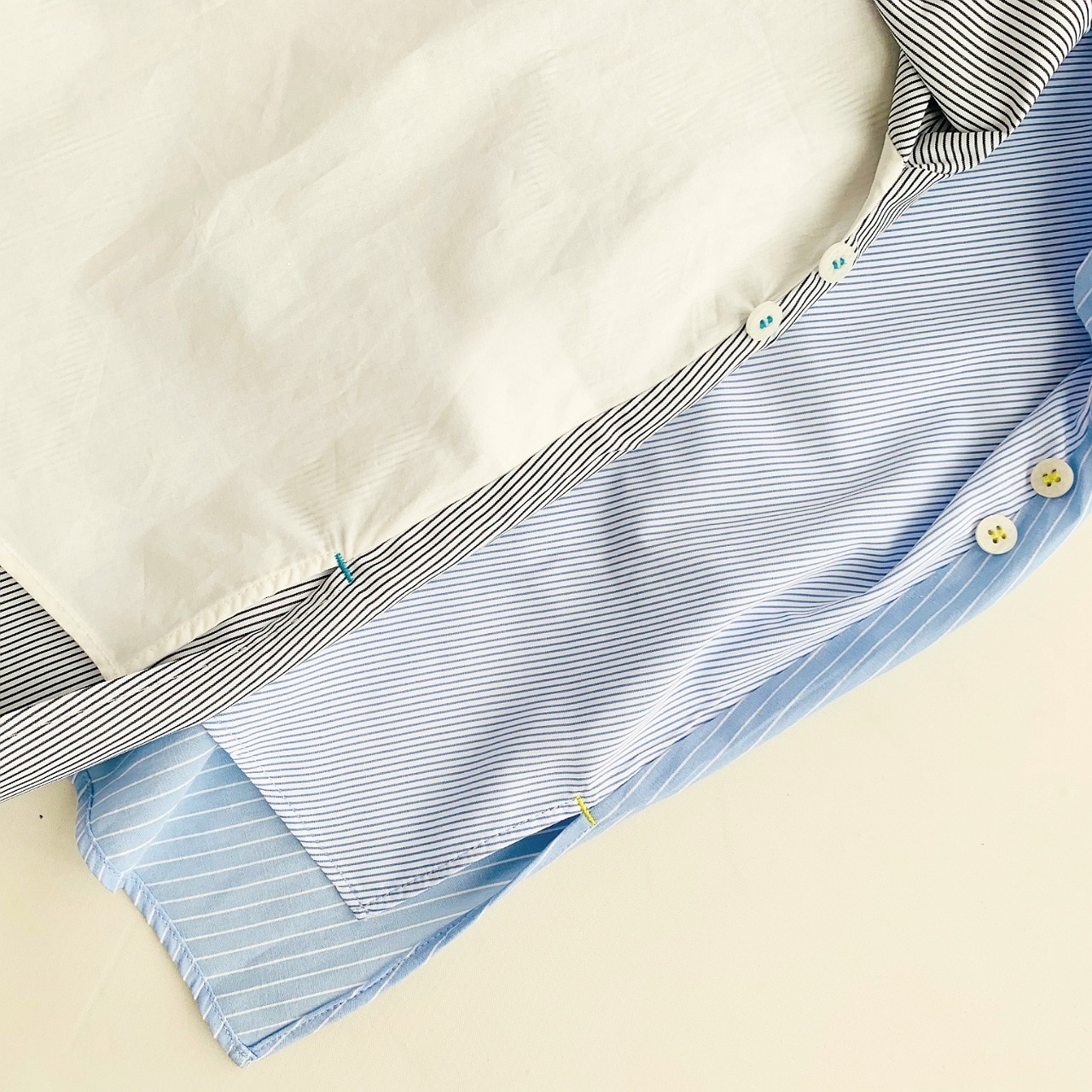 ストライプドッキングシャツ ホワイト系 Free