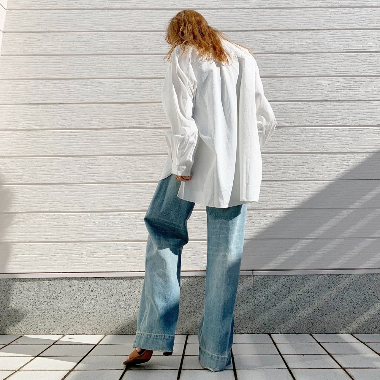 刺繍デニムシャツ インディゴ Free