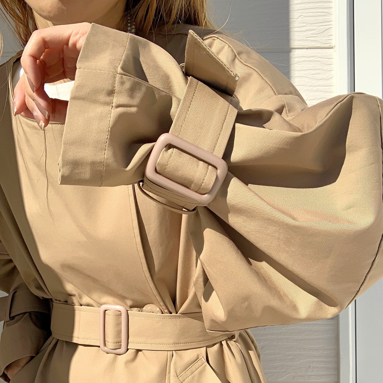 ノーカラートレンチコート ベージュ Free