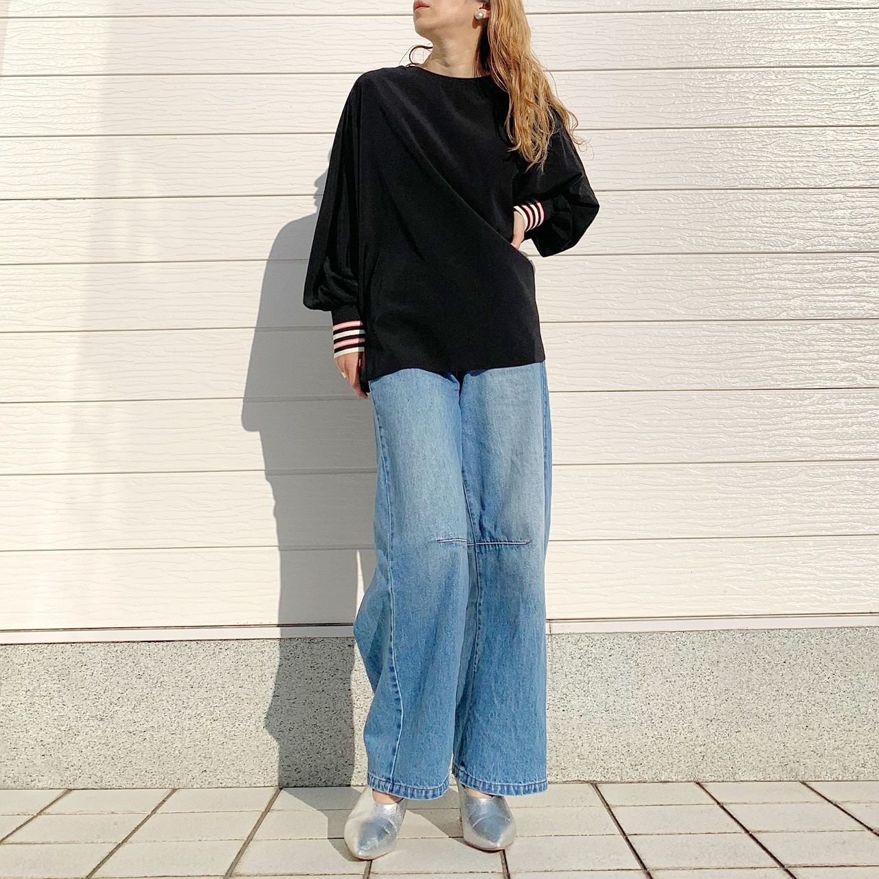 ドルマンリブブラウス ラベンダー Free