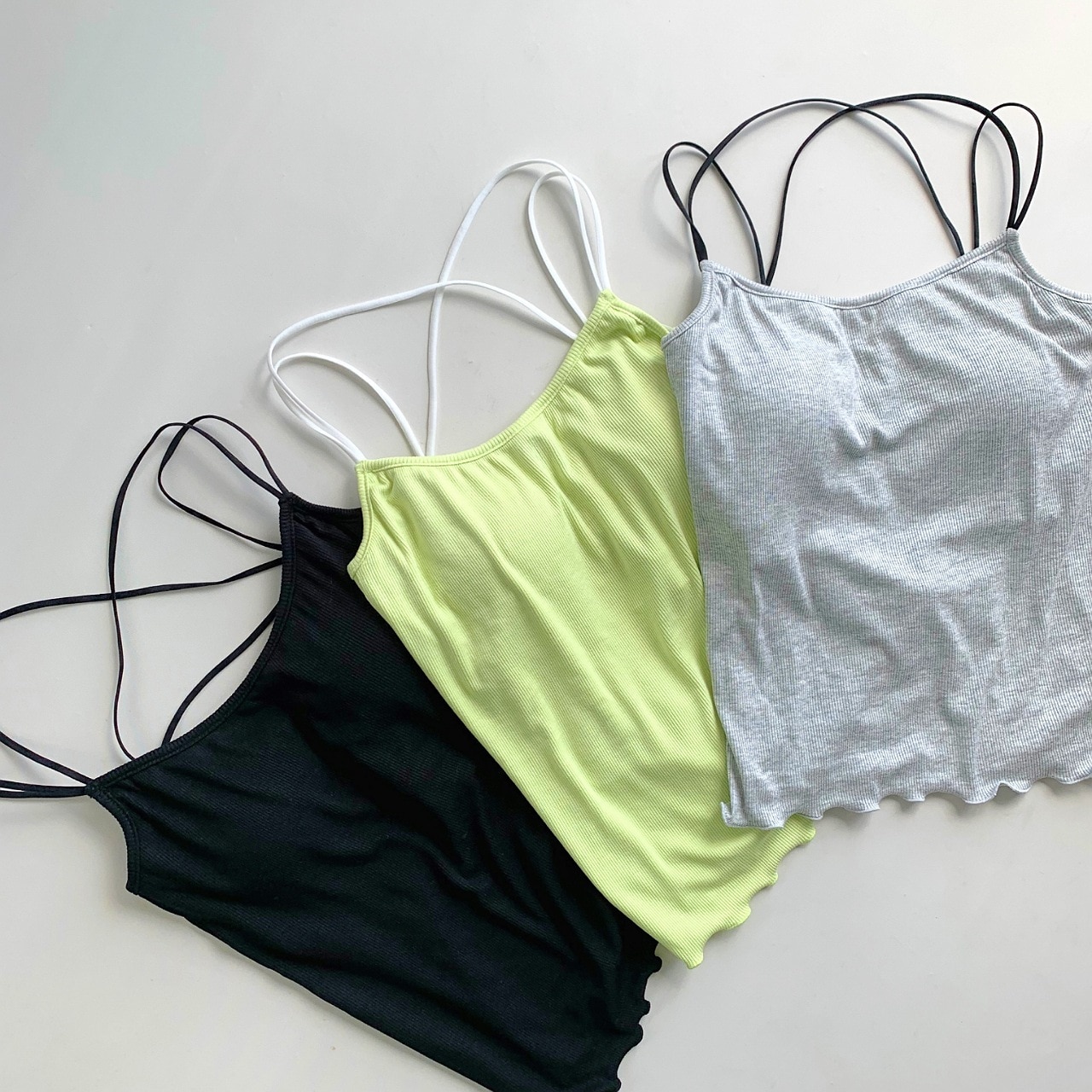 カップ付きバッククロスキャミ イエロー Free