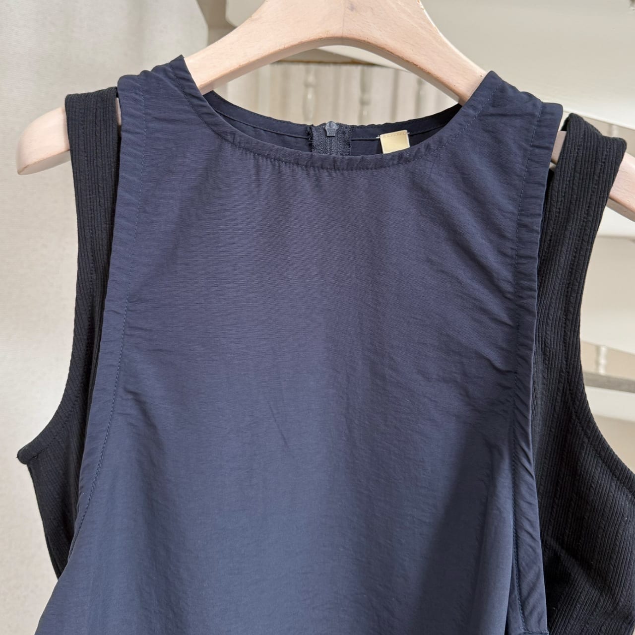 リブ付きワンピース ブラウン Free