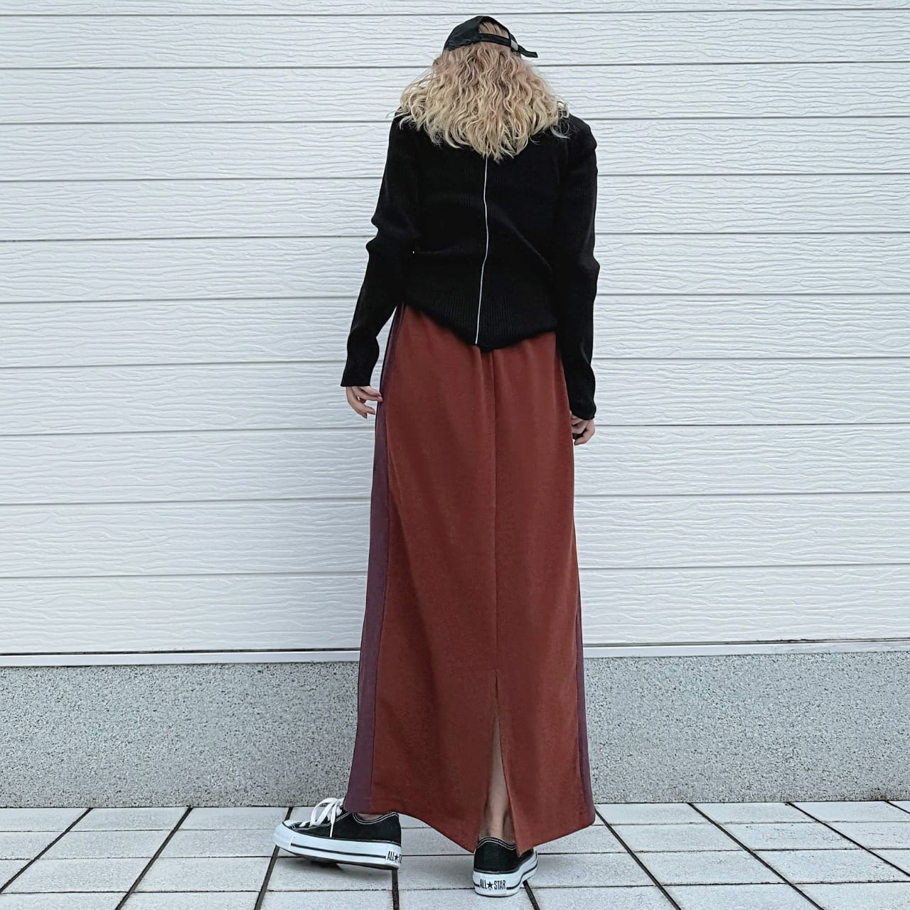 やわもちラインクルーネックニット レッド Free