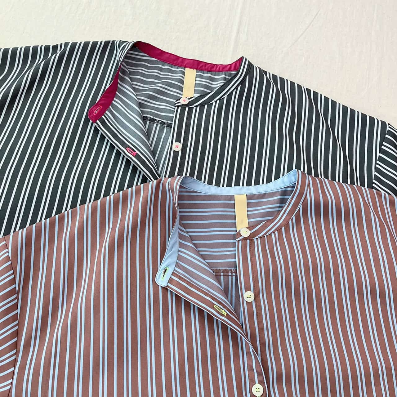 ポケット刺繍ロングシャツ ブラウン Free