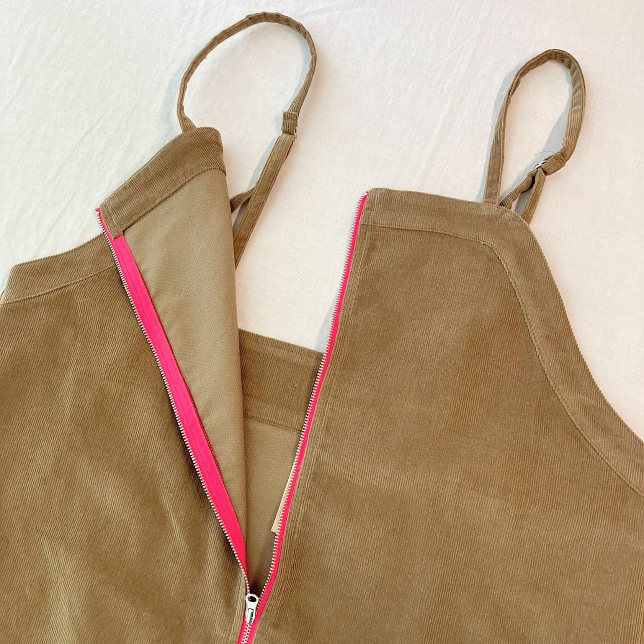 コーデュロイZipキャミワンピ ブラウン Free