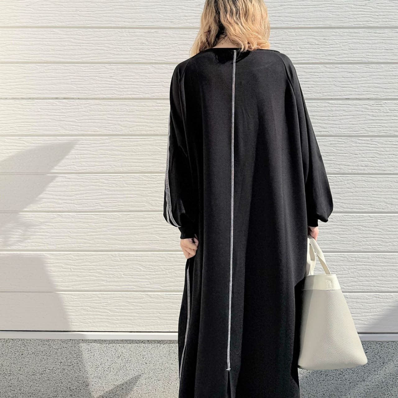 ソフトダンボールバイカラーラインワンピース カーキ Free