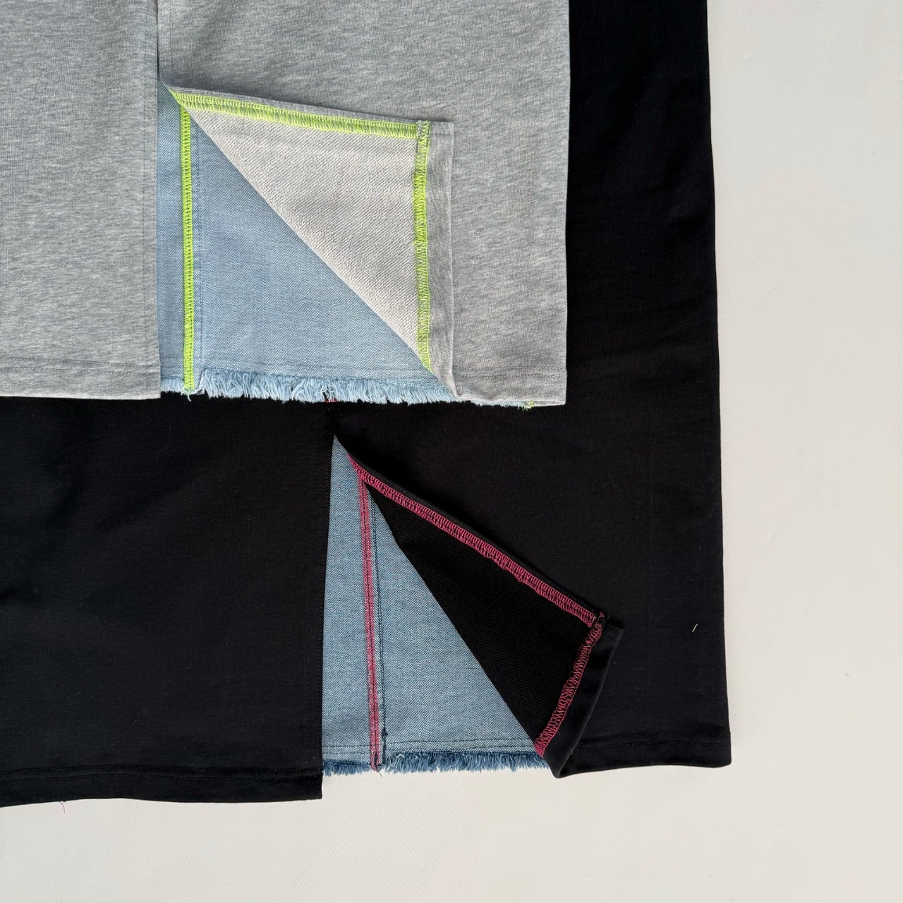 デニム裏毛ドッキングスカート ライトブルー Free