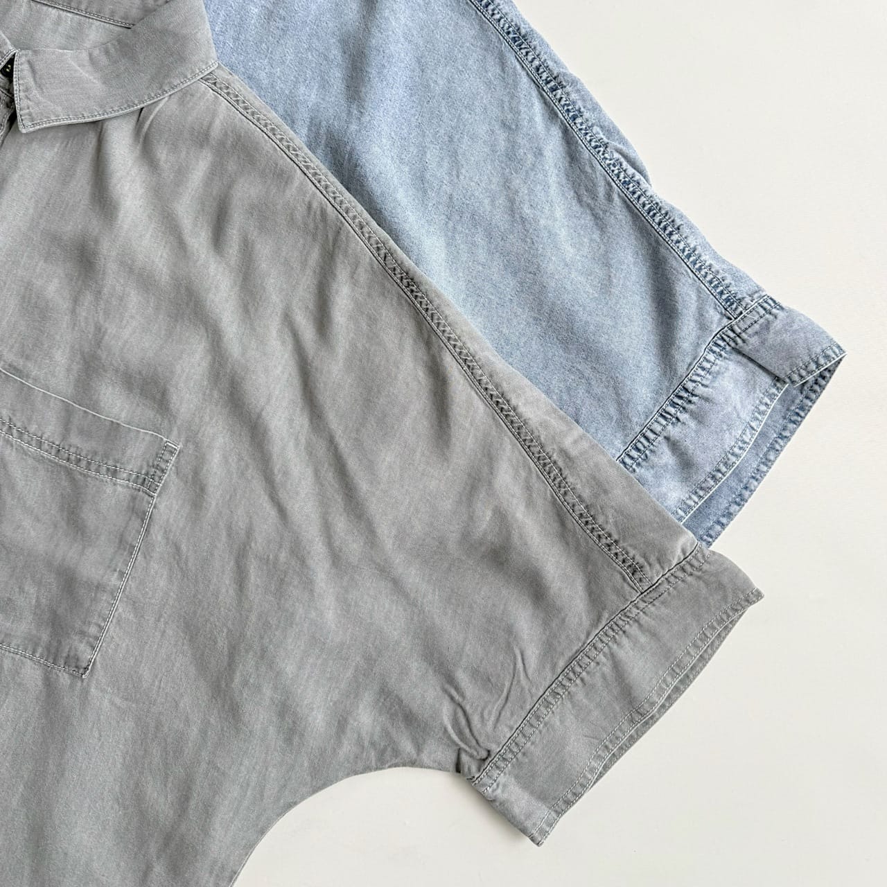 Qバックモノグラムテンセルデニムシャツ ブルー Free