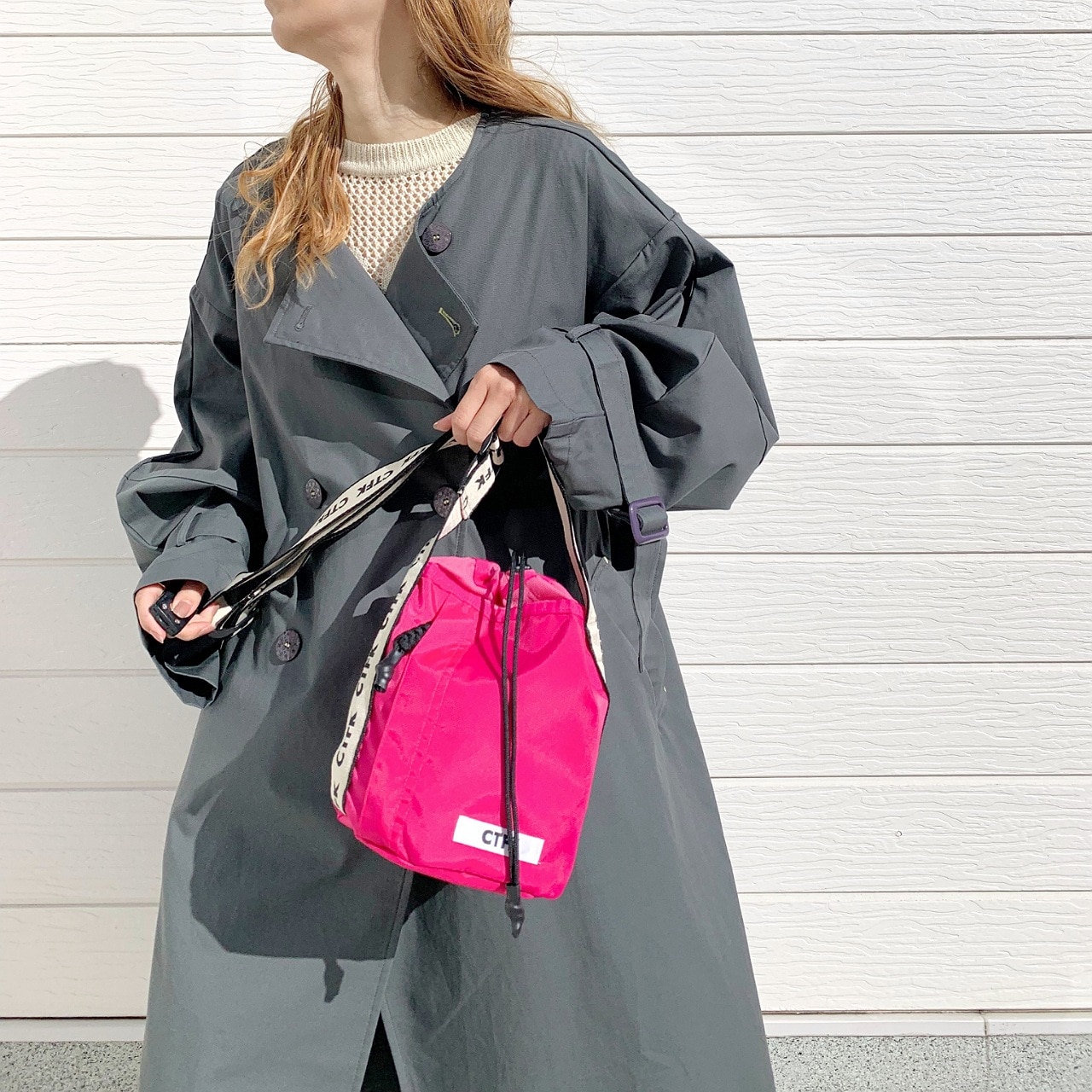 ノーカラートレンチコート ベージュ Free