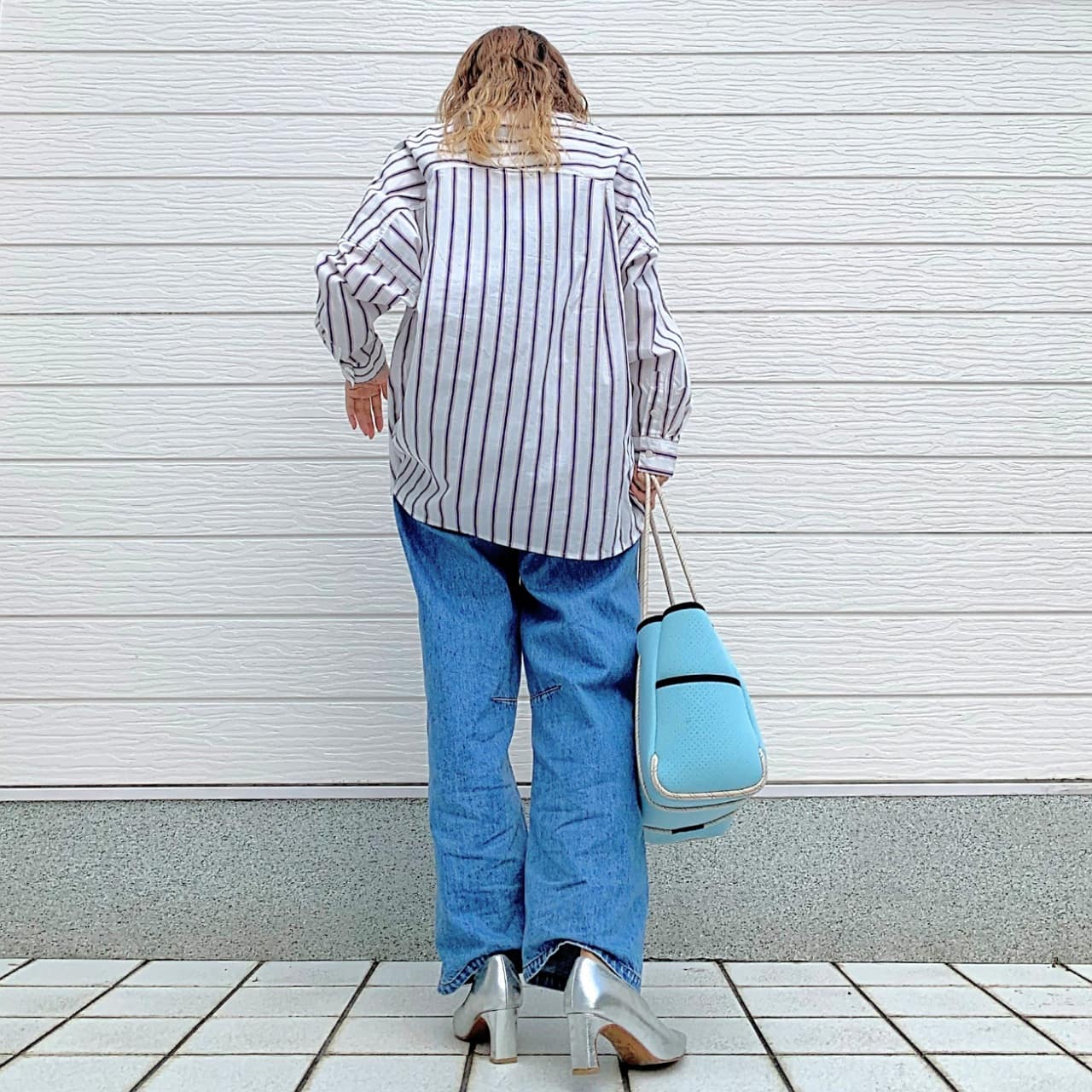 キャンブリックボイルマルチストライプシャツ オレンジ Free