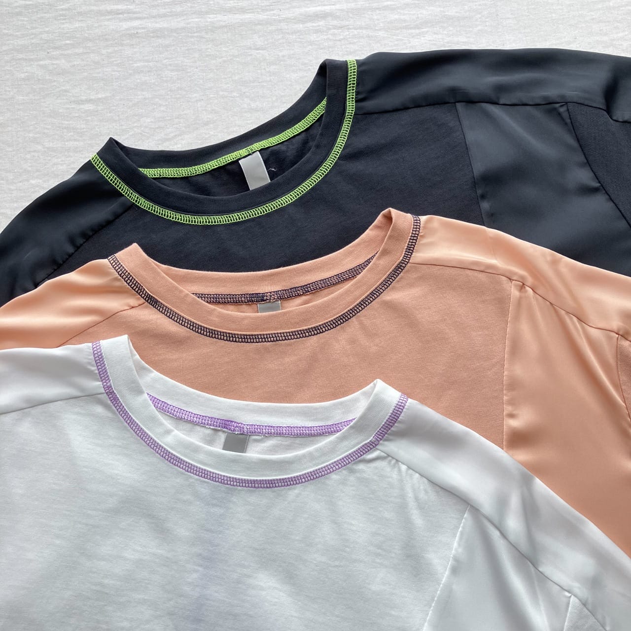 切替スクエアステッチトップス ホワイト Free