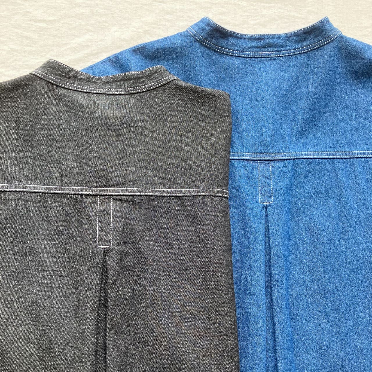 バンドカラーデニムシャツ インディゴ Free