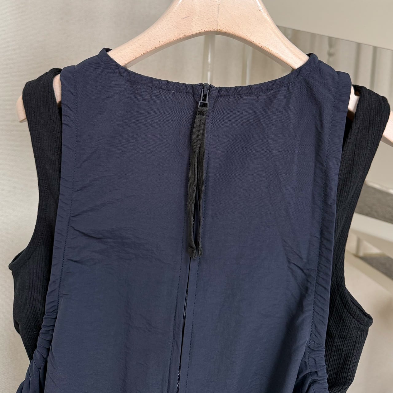 リブ付きワンピース ブラウン Free