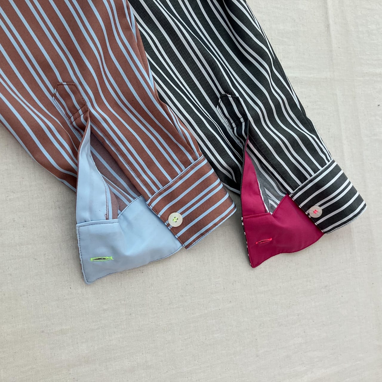 ポケット刺繍ロングシャツ ブラウン Free