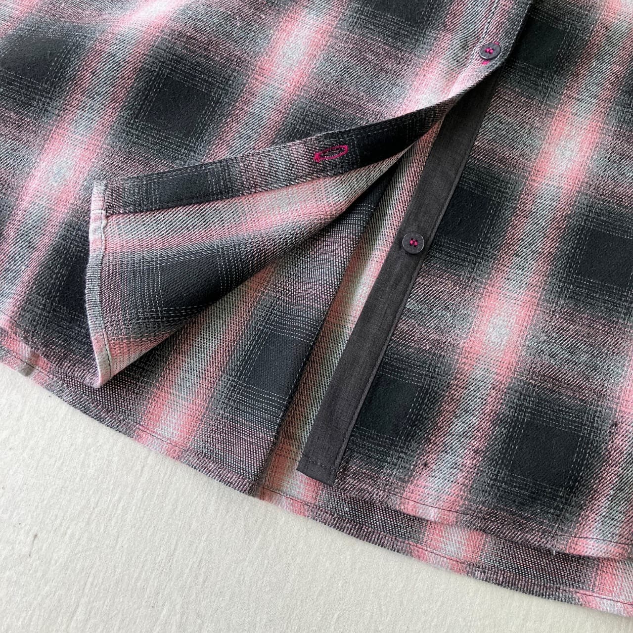 シャドーチェックオーバーサイズシャツ ピンク Free