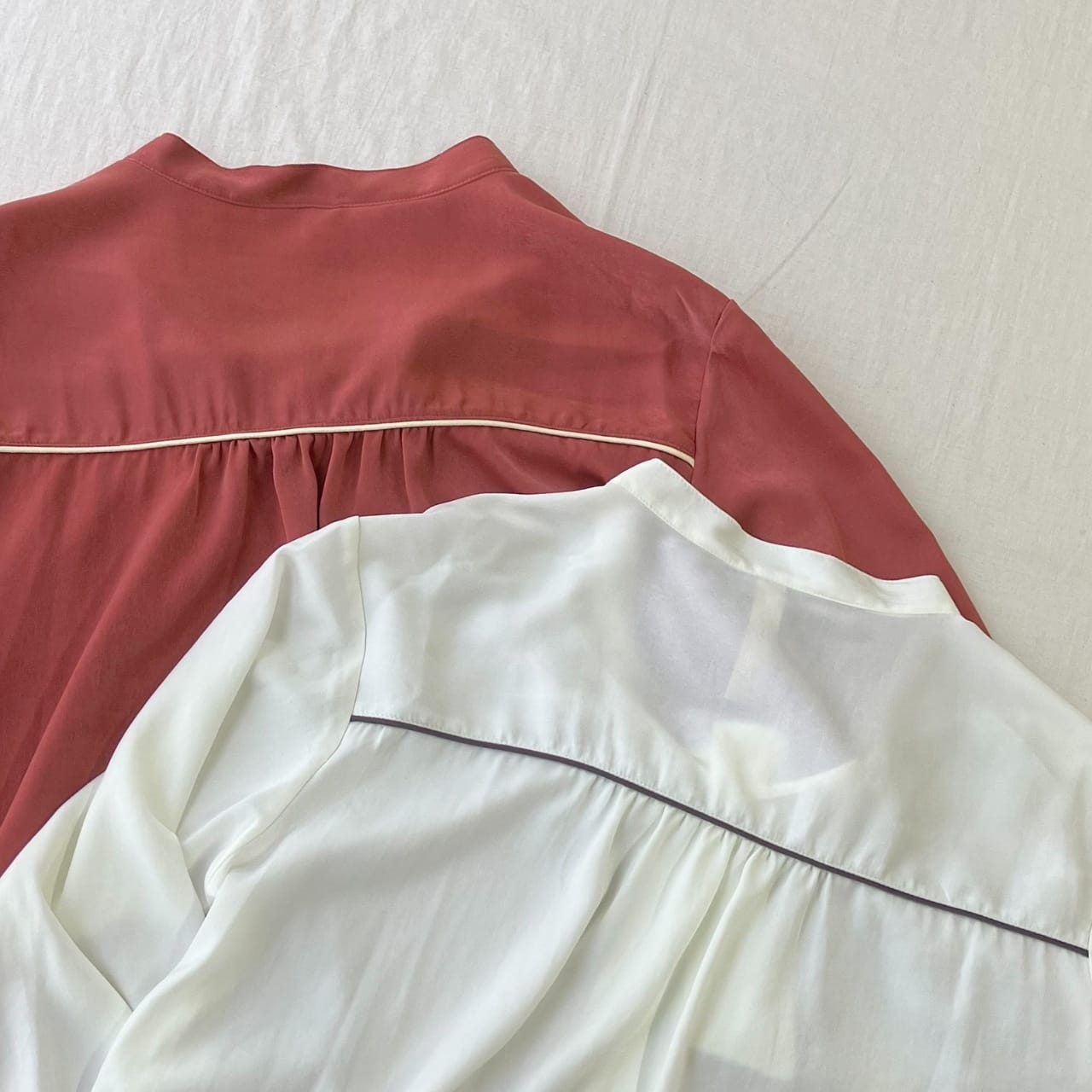 ラインボウタイブラウス テラコッタ Free