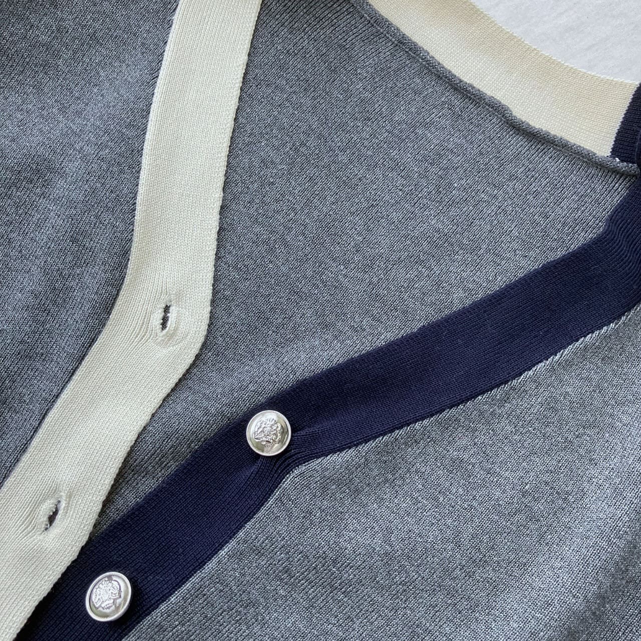 バイカラーカーディガン グレー Free