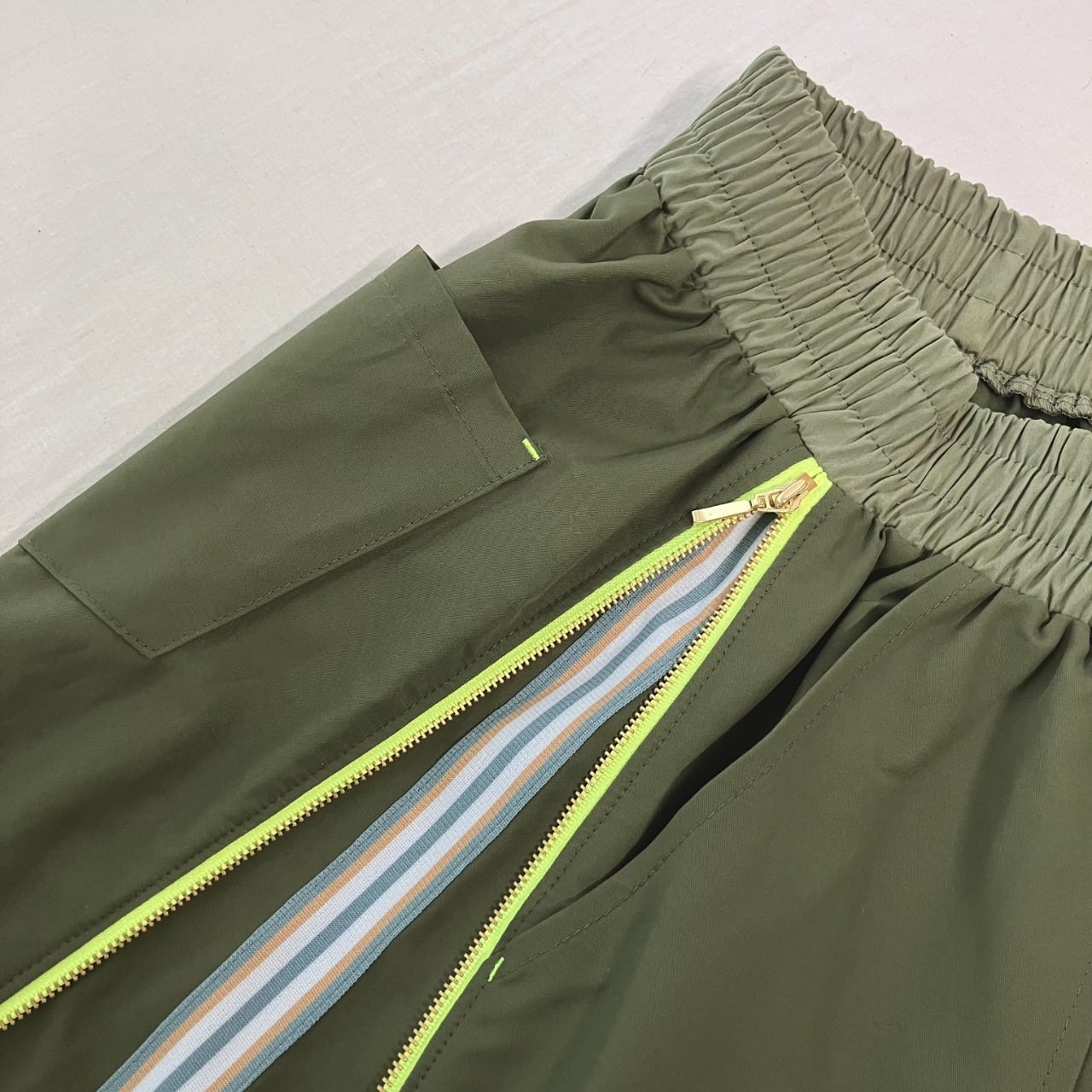 切替サイドZipラインスカート カーキ Free