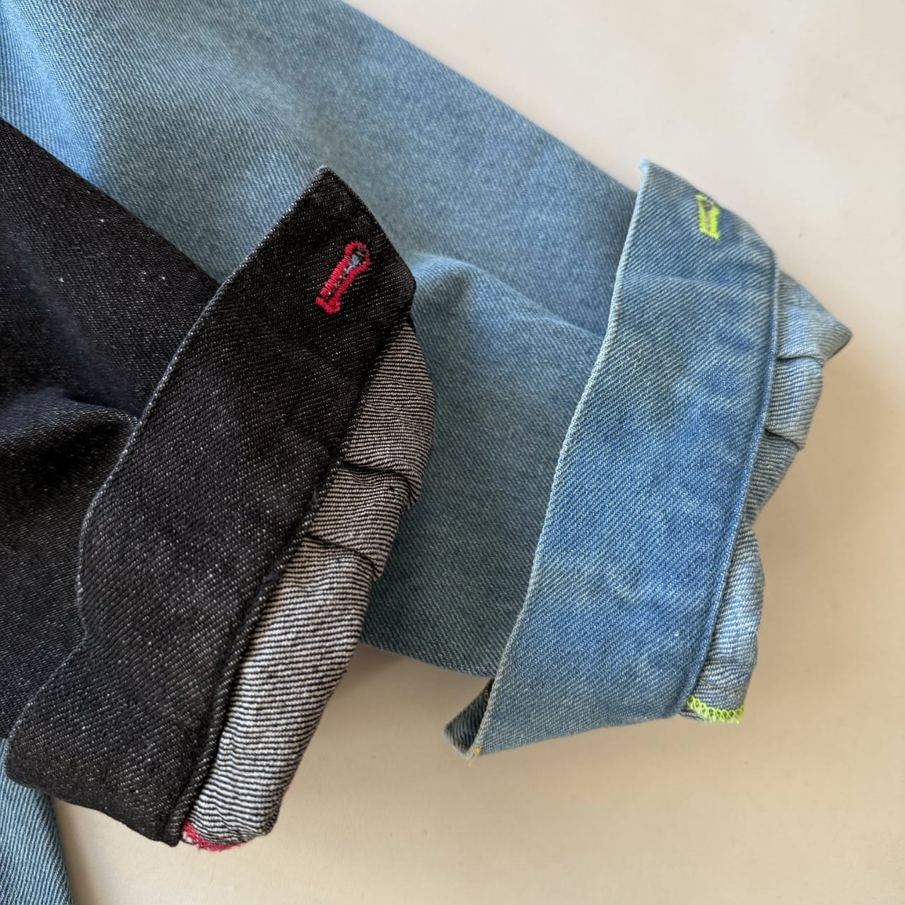 ノーカラーデニムブルゾン サックス Free