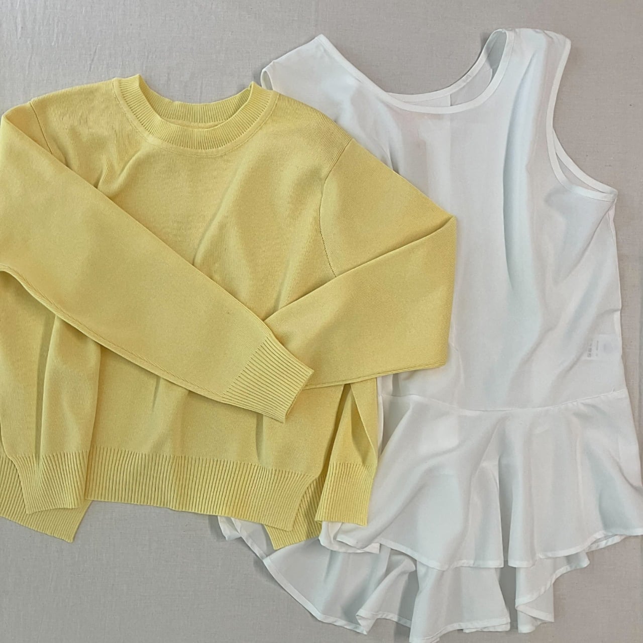 フレアタンクレイヤードニット イエロー Free