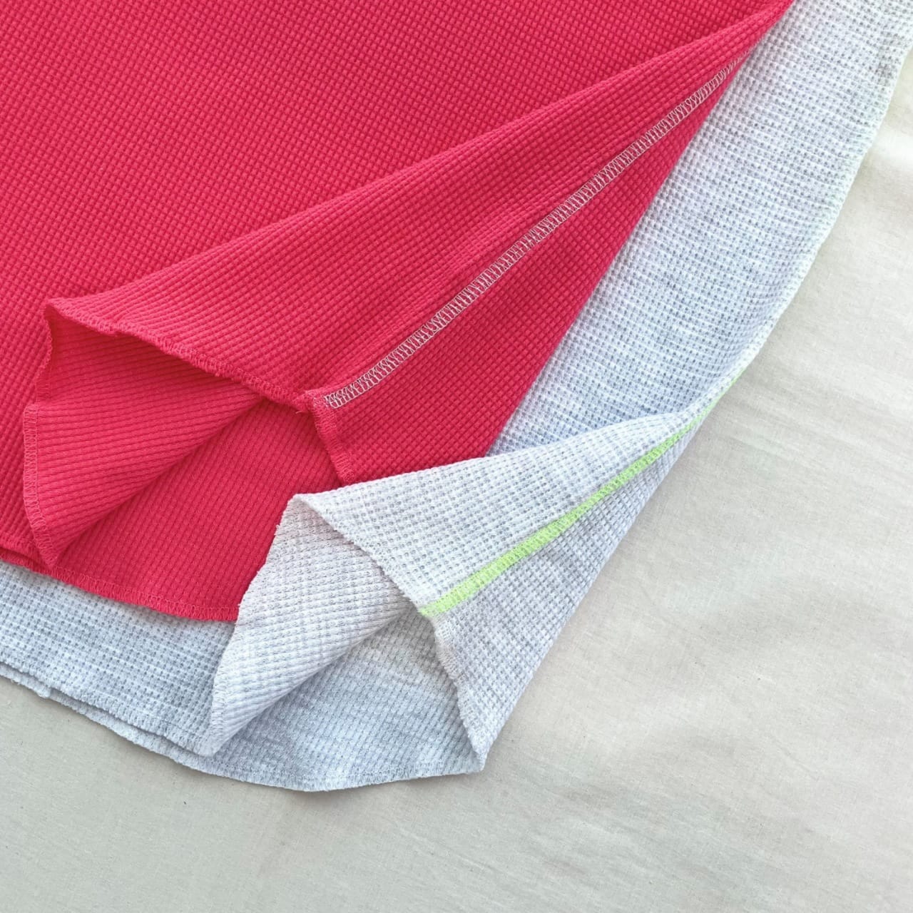 ワッフル半袖トップス レッド Free