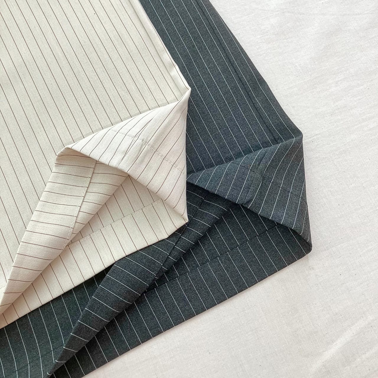 【セットアップ対応アイテム】ストライプウエストギャザーワイドパンツ アイボリー Free