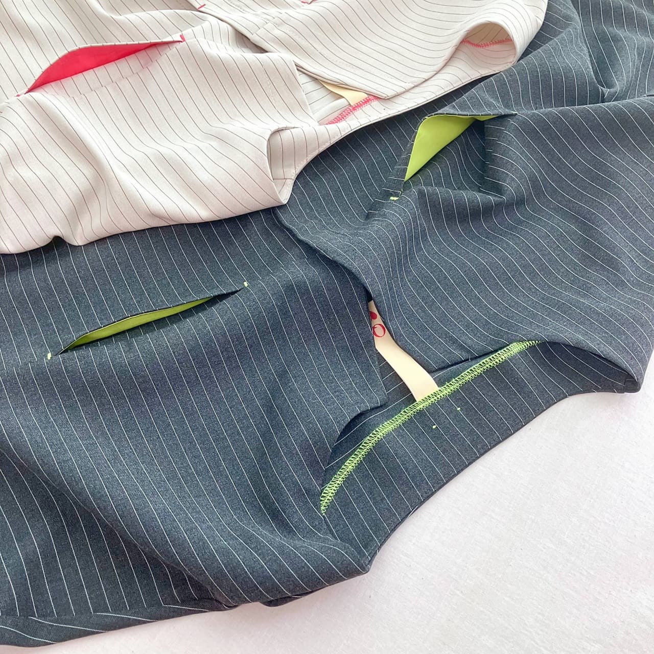 【セットアップ対応アイテム】ストライプシャツジャケット アイボリー Free