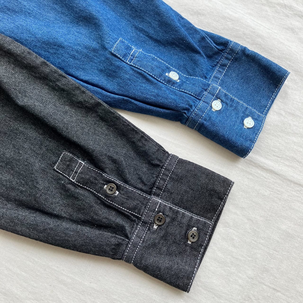 バンドカラーデニムシャツ インディゴ Free