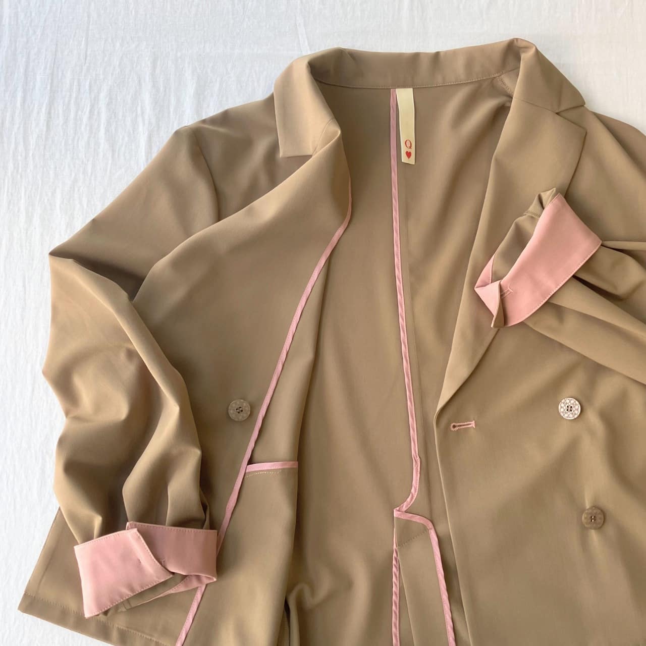 ダブルブレストバイカラージャケット キャメル Free