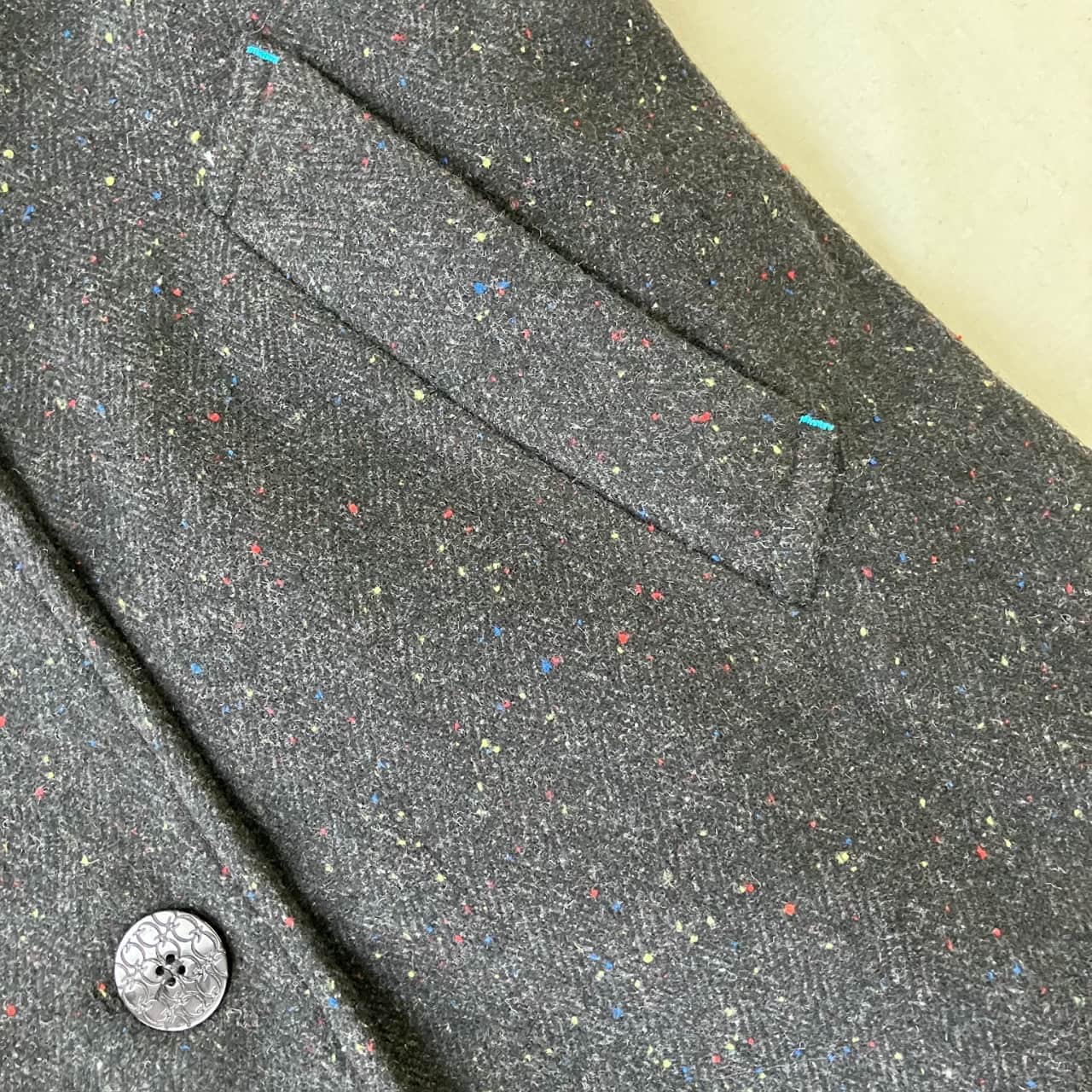 ヘリンボーンスタンドロングコート ブラウン Free