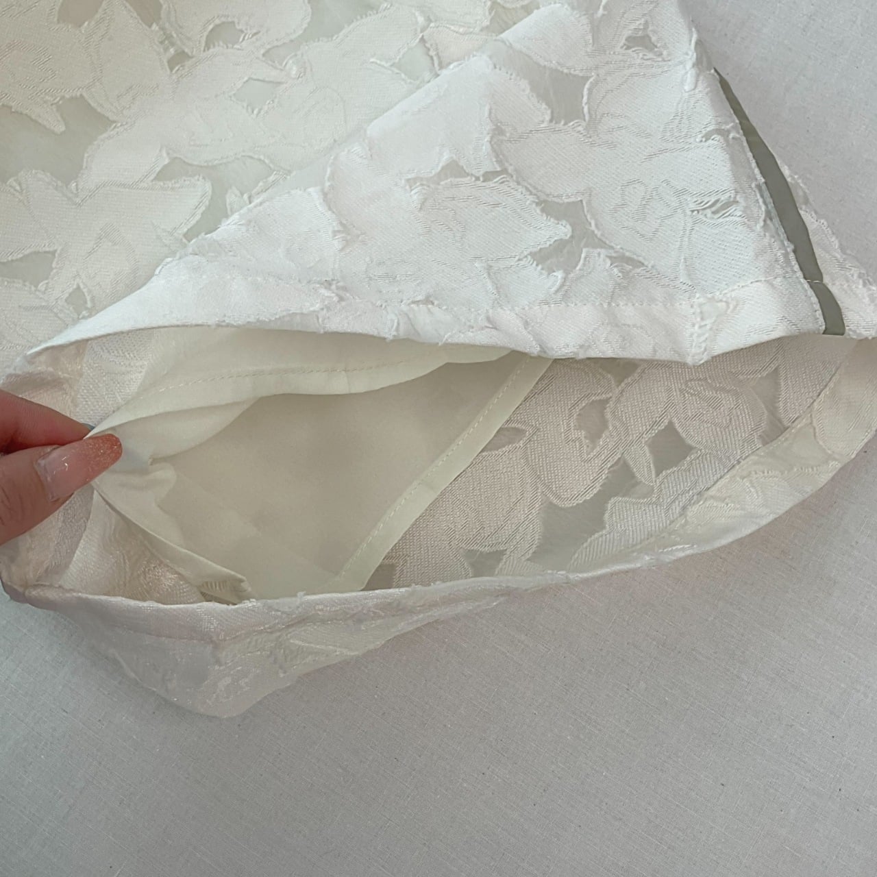 ジャガードワイドパンツ ホワイト Free