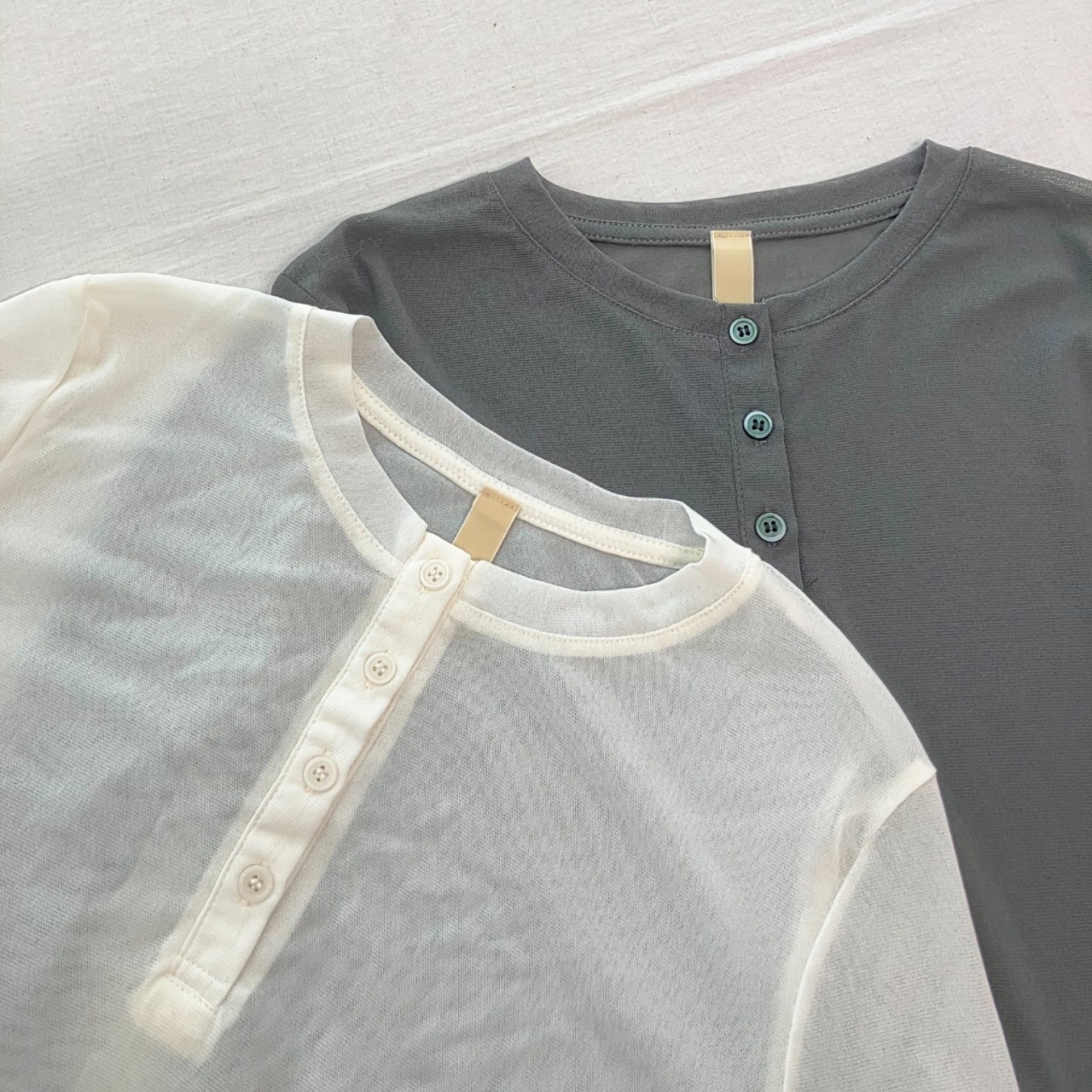 シアーヘンリーネックトップス アイボリー Free