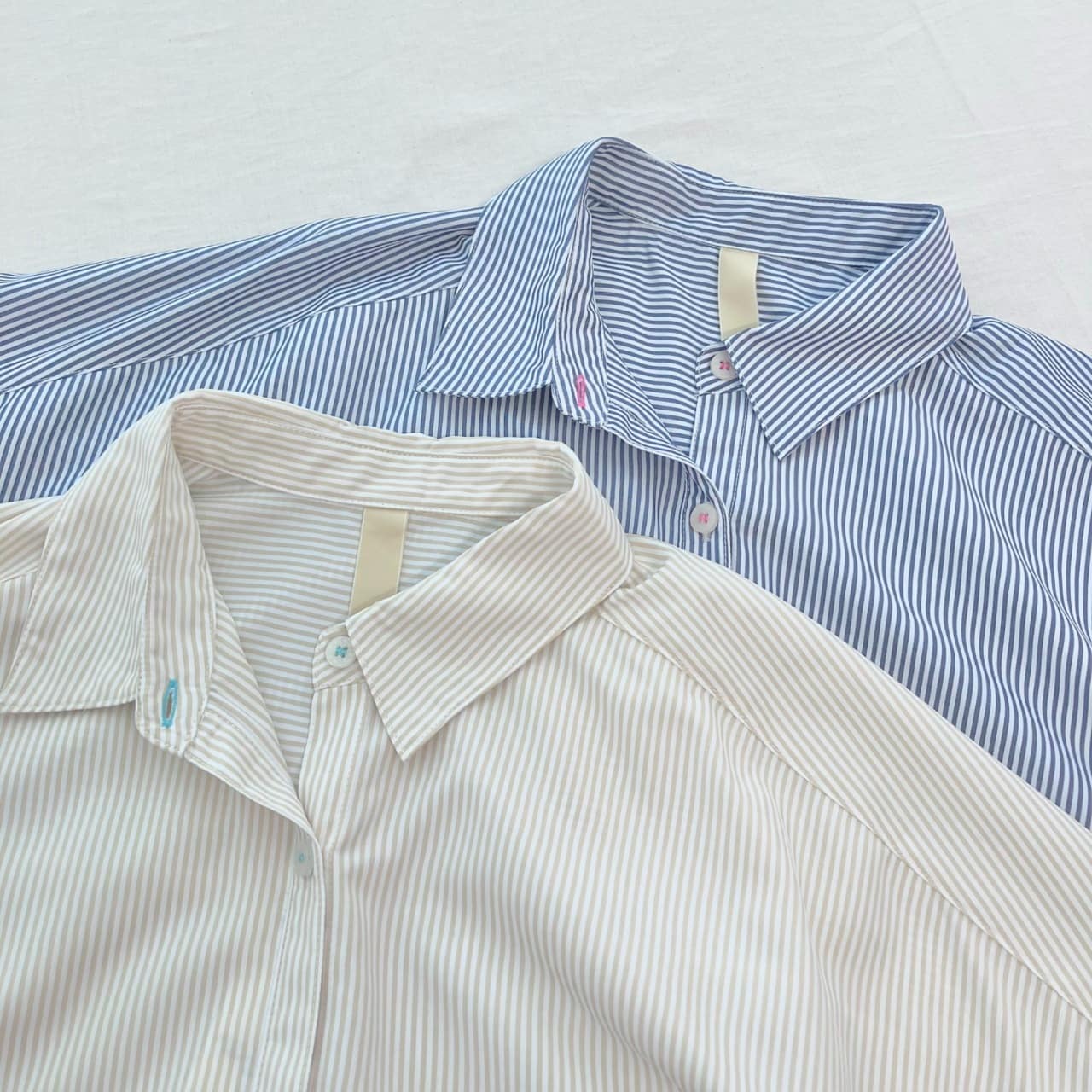 ピンストライプリブドッキングシャツ ネイビー Free