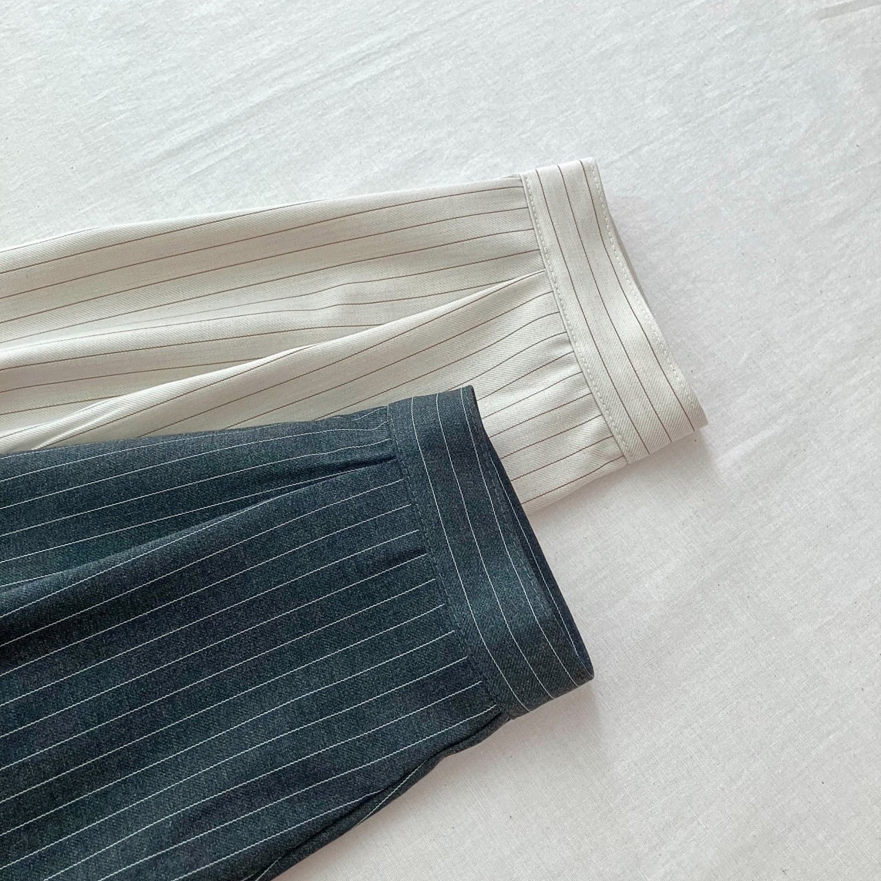 【セットアップ対応アイテム】ストライプシャツジャケット アイボリー Free