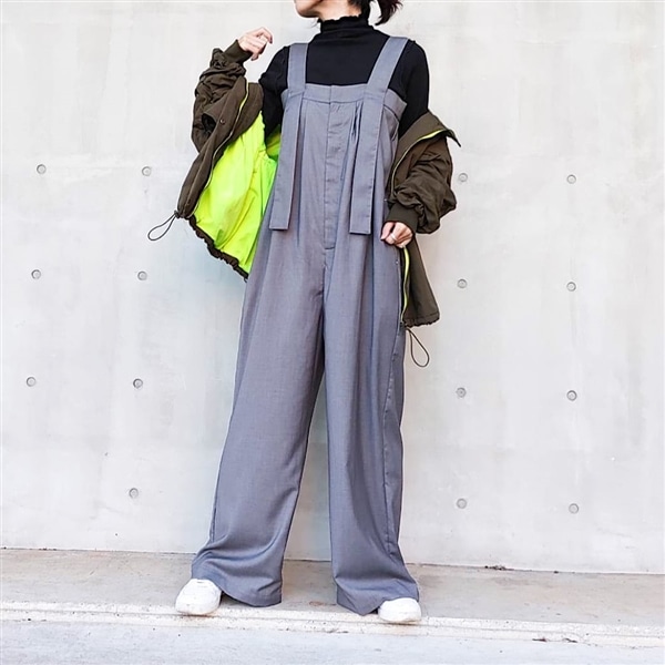 ワイドベルトサロペット グレー Free