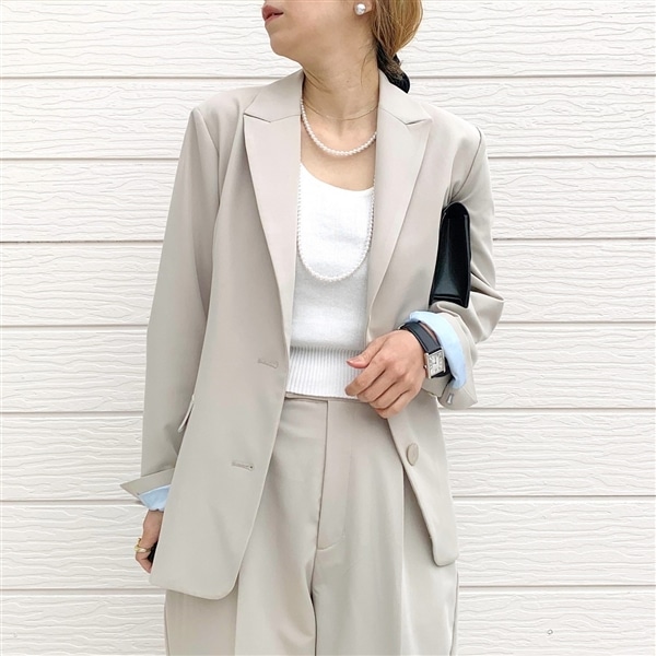 【セットアップ対応アイテム】TRストレッチピークドラぺルジャケット ライトベージュ Free